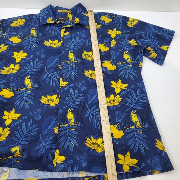 Symmetry USNA 68 Naval Academy Parrot  Tropical Bird Hawaiian Shirt Size XL Mens - Picture 12 of 12